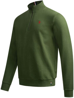 U.S Polo Assn. U.S. POLO ASSN. heren half-zip trui USNiico van katoenmix Groen - S