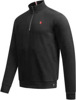 U.S Polo Assn. U.S. POLO ASSN. heren half-zip trui USNiico van katoenmix - maat 2XL Zwart