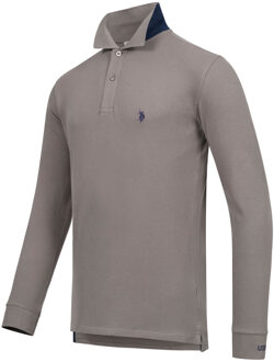U.S Polo Assn. U.S. POLO ASSN. Heren langmouwen Polo Shirt gemaakt van katoenen elastaan Grijs - 2XL