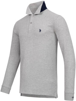 U.S Polo Assn. U.S. POLO ASSN. Heren langmouwen Polo Shirt gemaakt van katoenen elastaan Grijs - 2XL