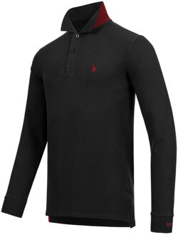U.S Polo Assn. U.S. POLO ASSN. Heren langmouwen Polo Shirt gemaakt van katoenen elastaan - maat 3XL Zwart