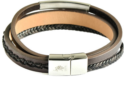 U.S Polo Assn. US Polo Assn Jewellery Harrison leren armband Zwart/bruin