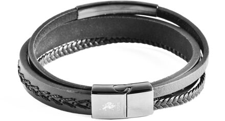 U.S Polo Assn. US Polo Assn Jewellery Harrison leren armband Zwart/Donkergrijs