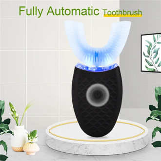 U Shaped Automatic Electric Toothbrush Ultrasonic Wave Nano Teeth Cleaner Waterproof Adult Silicone Toothbrush with Blue Light