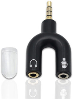 U Type 3.5Mm Audio Splitter 3.5 Man 2 Aux Vrouwelijke Oortelefoon Microfoon Converter Kabel Voor Notebook Laptop zwart