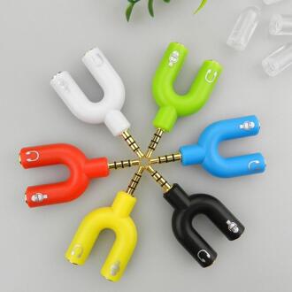 U Type Adapter Dual 3.5 Mm Hoofdtelefoon Plug Audio Kabels Splitter Microfoon 2 In 1 Swivel Connector wit