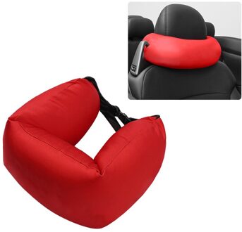 U-vorm Auto Nekkussen Reizen Hoofdsteun Kussens voor Auto Kantoor Stoel Neksteun Ondersteuning Kussen rood