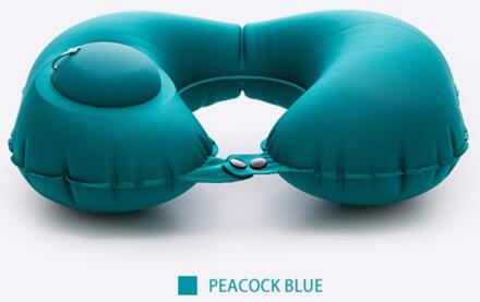 U-Vorm Automatische Opblaasbaar Reiskussen Nekkussen Auto Lucht Opblaasbare Kussens Nekkussen Travel Hoofdsteun Opvouwbare Draagbare Blauw