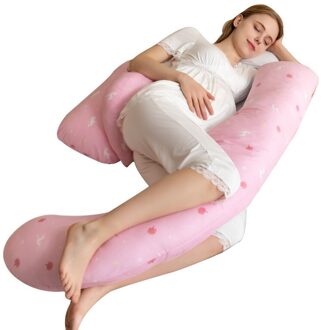 U Vorm Katoen Veilig Verstelbare Moederschap Side Sleeper Kussens Zwangere Vrouwen Taille Buik Ondersteuning Rugkussen Beddengoed donker roze