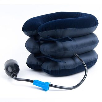 U-vorm Massage Kussen Reizen Vliegtuig Air Opblaasbare Nek Kussens Auto Head Rest Luchtkussen Sleep Thuis Textiel Voor Semi-matte blauw