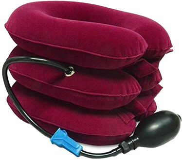 U-vorm Massage Kussen Reizen Vliegtuig Air Opblaasbare Nek Kussens Auto Head Rest Luchtkussen Sleep Thuis Textiel Voor Thicken roos rood
