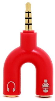 U-Vormige 3.5Mm Een-op-Twee Audio Adapter Stereo Audio Splitter Microfoon Microfoon En Audio Headset 2-Way U-Vormige Jack rood