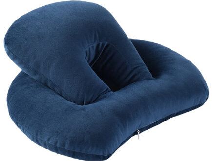 U-Vormige Bureau Dutje Kussen Nek Supporter Zitkussen Hoofdsteun Reizen Nekkussen met Arm Rest donker blauw