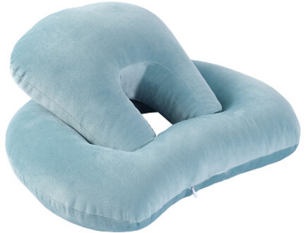 U-Vormige Bureau Dutje Kussen Nek Supporter Zitkussen Hoofdsteun Reizen Nekkussen met Arm Rest licht blauw