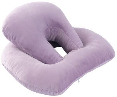 U-Vormige Bureau Dutje Kussen Nek Supporter Zitkussen Hoofdsteun Reizen Nekkussen met Arm Rest paars