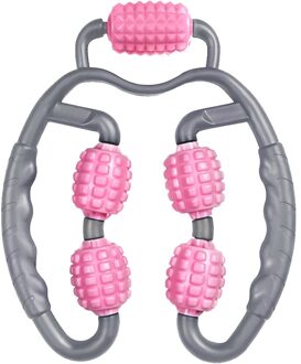 U-Vormige Massage Roller Voor Spier Ontspannen Nek Pijnbestrijding Arm Been Afslanken Massager 5 Wiel 360 ° Training Roller roze Roller