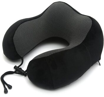U-vormige Traagschuim Nek Kussens Zachte Reizen Kussen Nek Cervicale Vliegtuig Kussen 30*28*14Cm Cervicale reizen Gezondheidszorg Beddengoed zwart