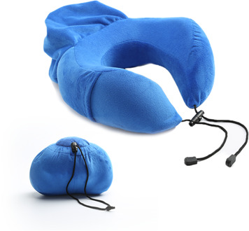 U-Vormige Traagschuim Nek Kussens Zachte Trage Rebound Ruimte Reizen Kussen Effen Nek Cervicale Gezondheidszorg Beddengoed Kussen Met tas blauw