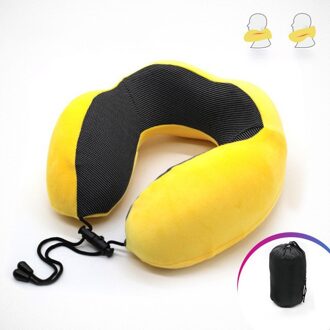 U-Vormige Traagschuim Nek Kussens Zachte Trage Rebound Ruimte Reizen Kussen Effen Nek Cervicale Gezondheidszorg Beddengoed Kussen Met tas geel