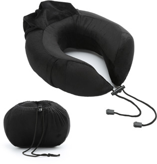 U-Vormige Traagschuim Nek Kussens Zachte Trage Rebound Ruimte Reizen Kussen Effen Nek Cervicale Gezondheidszorg Beddengoed Kussen Met tas zwart