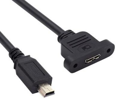 U3-012-MN 50cm Micro 3.0 Type-B Vrouw naar Mini USB 2.0 5Pin Mannelijk 480Mbps Kabel Schroefmontage Type Verlengsnoer