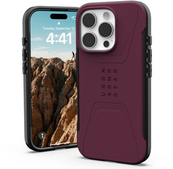 uag Civilian Backcover MagSafe voor de Apple iPhone 16 Pro - Bordeaux Rood