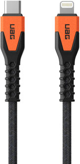 uag Kevlar® Core USB-C naar Lightning oplaadkabel - 1,5 meter - Zwart / Oranje - One size