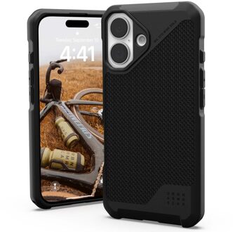 uag Metropolis LT MagSafe Backcover voor de Apple iPhone 16 - Kevlar Black Zwart