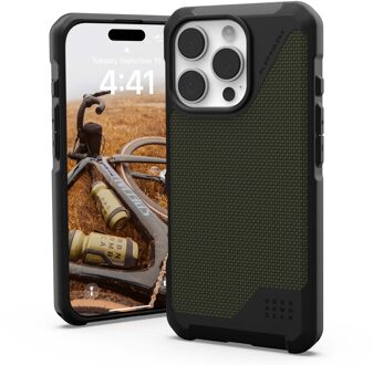uag Metropolis LT MagSafe Backcover voor de Apple iPhone 16 Pro - Kevlar Olive Groen
