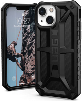 uag Monarch backcover hoes - iPhone 13 Mini - Carbon Zwart + Lunso Tempered Glass