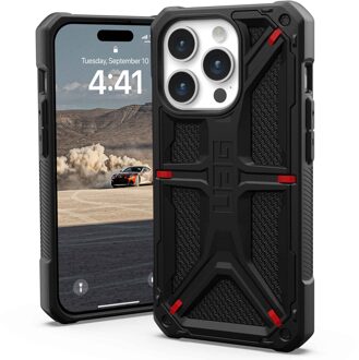 uag Monarch Backcover voor de Apple iPhone 15 Pro - Kevlar Black Zwart