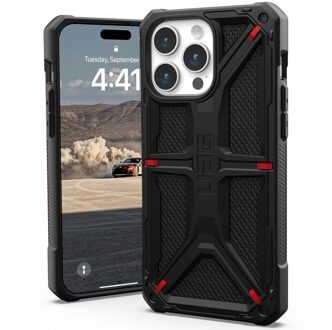 uag Monarch Backcover voor de Apple iPhone 15 Pro Max - Kevlar Black Zwart