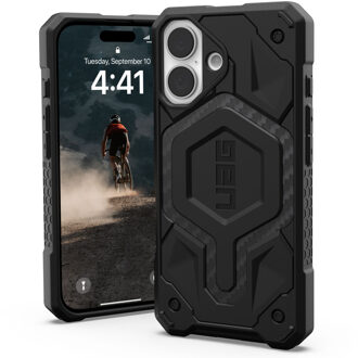 uag Monarch Backcover voor de Apple iPhone 16 - Carbon Fiber Zwart