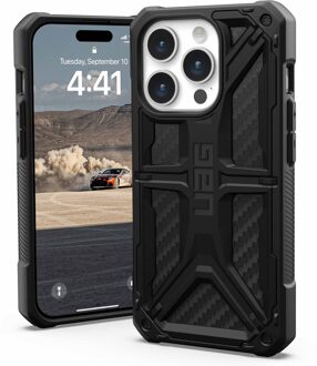 uag Monarch Backcover voor de iPhone 15 Pro - Carbon Fiber Zwart