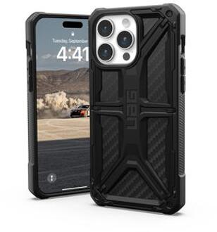 uag Monarch Backcover voor de iPhone 15 Pro Max - Carbon Fiber Zwart