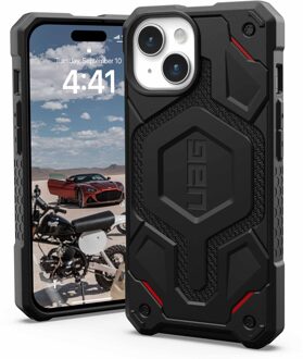 uag Monarch Pro Backcover voor de Apple iPhone 15 - Kevlar Black Zwart
