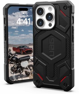 uag Monarch Pro Backcover voor de Apple iPhone 15 Pro - Kevlar Black Zwart