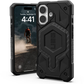 uag Monarch Pro Backcover voor de Apple iPhone 16 - Carbon Fiber Zwart