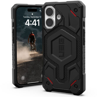 uag Monarch Pro Backcover voor de Apple iPhone 16 - Kevlar Black Zwart