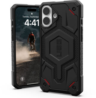 uag Monarch Pro Backcover voor de Apple iPhone 16 Plus - Kevlar Black Zwart