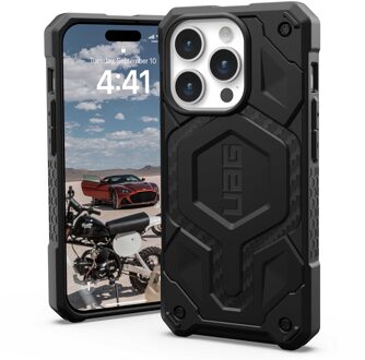 uag Monarch Pro Backcover voor de iPhone 15 Pro - Carbon Fiber Zwart