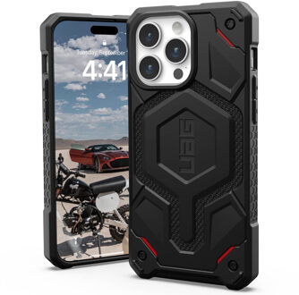 uag Monarch Pro Backcover voor de iPhone 15 Pro Max - Kevlar Black Zwart