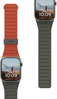 uag Pathfinder Omkeerbaar siliconenbandje voor de Apple Watch Series 1 t/m 11 / SE / Ultra (44/45/46/49 mm) - Olive/Rust Meerkleurig - 49 mm