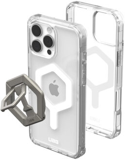 uag Plyo Pro backcover + Magnetic Ring Stand voor de Apple iPhone 16 Pro Max - Ice White / Titanium Transparant