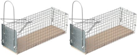 Ubbink 2x Diervriendelijke rattenvallen kooi 28 cm ongediertebestrijding - Humane ongediertebestrijding/ongediertewering tegen ratten