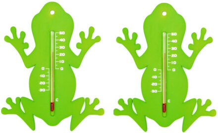 Ubbink Nature Thermometer - 2x - groen - kikker - 15cm - buiten thermometer