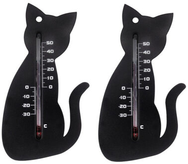 Ubbink Nature Thermometer kat/poes - 1x - zwart - 15 cm - kunststof - binnen/buiten