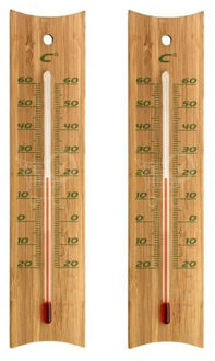 Ubbink Set van 2x bamboe thermometer voor binnen en buiten 20 cm