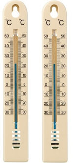 Ubbink Set van 2x stuks binnen/buiten thermometer beige kunststof 3 x 17 cm