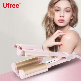 Ufree Haar Krultangen Keramische Triple Barrel Verwarming Plaat Niet Pijn Haar Diepe Golf Kappers Gereedschap 32MM single tube / UK